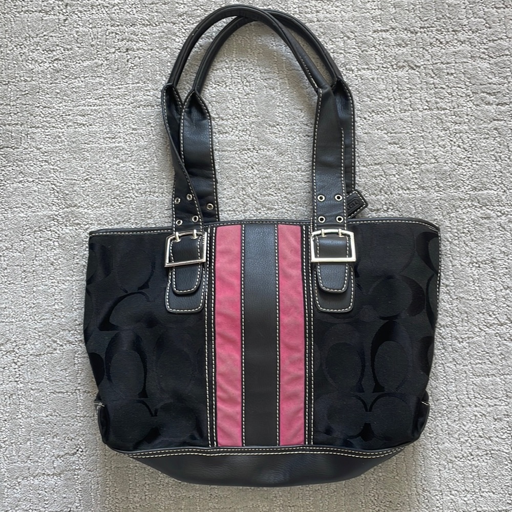 Coach handbag pink and black